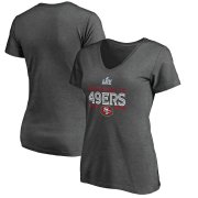 Wholesale Cheap Women's San Francisco 49ers NFL Heather Charcoal Super Bowl LIV Bound Gridiron V-Neck T-Shirt
