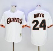 Wholesale Cheap Mitchell And Ness 1989 Giants #24 Willie Mays White Throwback Stitched MLB Jersey