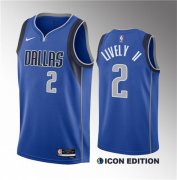 Wholesale Cheap Men's Dallas Mavericks #2 Dereck Lively II Blue 2023 Draft Icon Edition Stitched Basketball Jersey
