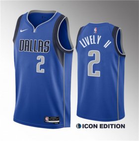 Wholesale Cheap Men\'s Dallas Mavericks #2 Dereck Lively II Blue 2023 Draft Icon Edition Stitched Basketball Jersey