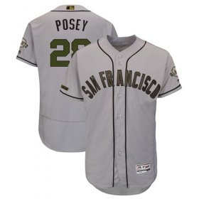 Wholesale Cheap Giants #28 Buster Posey Gray Flexbase Authentic Collection 2018 Memorial Day Stitched MLB Jersey