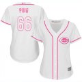 Wholesale Cheap Reds #66 Yasiel Puig White/Pink Fashion Women's Stitched MLB Jersey