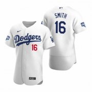 Men's Los Angeles Dodgers 16 Will Smith White 2020 World Series Champions Flex Base Jersey