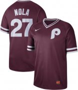 Wholesale Cheap Nike Phillies #27 Aaron Nola Maroon Authentic Cooperstown Collection Stitched MLB Jersey