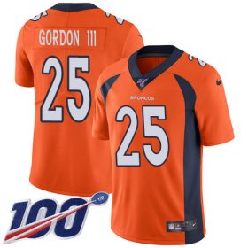 Wholesale Cheap Nike Broncos #25 Melvin Gordon III Orange Team Color Men\'s Stitched NFL 100th Season Vapor Untouchable Limited Jersey