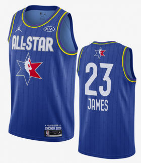 Wholesale Cheap Men\'s Los Angeles Lakers #23 LeBron James Blue Jordan Brand 2020 All-Star Game Swingman Stitched NBA Jersey