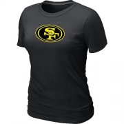 Wholesale Cheap Women's San Francisco 49ers Neon Logo Charcoal T-Shirt Black