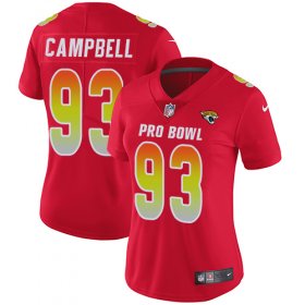 Wholesale Cheap Nike Jaguars #93 Calais Campbell Red Women\'s Stitched NFL Limited AFC 2018 Pro Bowl Jersey
