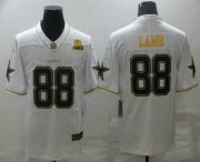 Wholesale Cheap Men's Dallas Cowboys #88 CeeDee Lamb White 60th Patch Golden Edition Stitched NFL Nike Limited Jersey