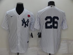 Wholesale Cheap Men\'s New York Yankees #26 DJ LeMahieu White No Name Stitched Rose Nike Cool Base Throwback Jersey