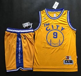 Wholesale Cheap Warriors #9 Andre Iguodala Gold Throwback The City A Set Stitched NBA Jersey