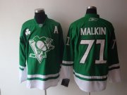 Wholesale Cheap Penguins #71 Evgeni Malkin Stitched Green St Patty's Day NHL Jersey