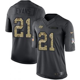 Wholesale Cheap Nike Buccaneers #21 Justin Evans Black Youth Stitched NFL Limited 2016 Salute to Service Jersey