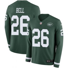 Wholesale Cheap Nike Jets #26 Le\'Veon Bell Green Team Color Youth Stitched NFL Limited Therma Long Sleeve Jersey