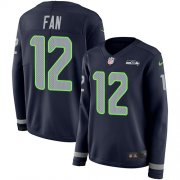 Wholesale Cheap Nike Seahawks #12 Fan Steel Blue Team Color Women's Stitched NFL Limited Therma Long Sleeve Jersey