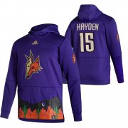 Wholesale Cheap Arizona Coyotes #15 John Hayden Adidas Reverse Retro Pullover Hoodie Purple
