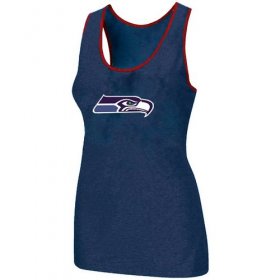 Wholesale Cheap Women\'s Nike Seattle Seahawks Big Logo Tri-Blend Racerback Stretch Tank Top Blue