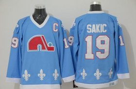 Wholesale Cheap Nordiques #19 Joe Sakic Light Blue CCM Throwback Stitched NHL Jersey