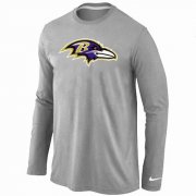 Wholesale Cheap Nike Baltimore Ravens Logo Long Sleeve T-Shirt Grey