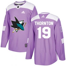 Wholesale Cheap Adidas Sharks #19 Joe Thornton Purple Authentic Fights Cancer Stitched Youth NHL Jersey