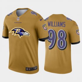 Wholesale Cheap Baltimore Ravens #98 Brandon Williams Gold Men\'s Nike Big Team Logo Vapor Limited NFL Jersey