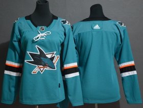 Wholesale Cheap Adidas Sharks Blank Teal Home Authentic Women\'s Stitched NHL Jersey
