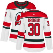 Wholesale Cheap Adidas Devils #30 Martin Brodeur White Alternate Authentic Women's Stitched NHL Jersey