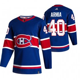 Wholesale Cheap Montreal Canadiens #40 Joel Armia Blue Men\'s Adidas 2020-21 Reverse Retro Alternate NHL Jersey