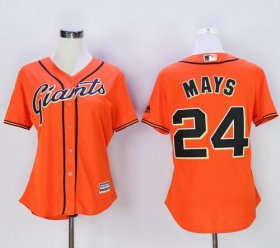 Wholesale Cheap Giants #24 Willie Mays Orange Women\'s Alternate Stitched MLB Jersey