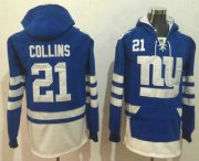 Wholesale Cheap Men's New York Giants #21 Landon Collins NEW Blue Pocket Stitched NFL Pullover Hoodie