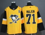 Wholesale Cheap Adidas Penguins #71 Evgeni Malkin Gold Alternate Authentic Stitched NHL Jersey