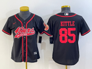 Wholesale Cheap Women's San Francisco 49ers #85 George Kittle Black With Patch Cool Base Stitched Baseball Jersey