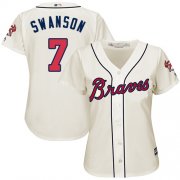 Wholesale Cheap Braves #7 Dansby Swanson Cream Alternate Women's Stitched MLB Jersey