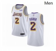 Wholesale Cheap Mens Los Angeles Lakers 2 Derek Fisher Authentic White Basketball Jerseys Association Edition