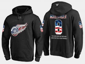 Wholesale Cheap Red Wings #8 Justin Abdelkader NHL Banner Wave Usa Flag Black Hoodie