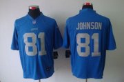 Wholesale Cheap Nike Lions #81 Calvin Johnson Blue Alternate Throwback Men's Stitched NFL Limited Jersey