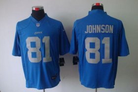 Wholesale Cheap Nike Lions #81 Calvin Johnson Blue Alternate Throwback Men\'s Stitched NFL Limited Jersey
