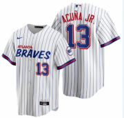 Wholesale Cheap Men's Atlanta Braves #13 Ronald Acuña Jr. 2021 City Connect Stitched White Jersey