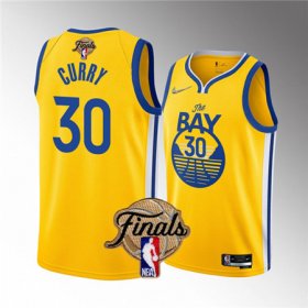 Wholesale Cheap Men\'s Golden State Warriors #30 Stephen Curry 2022 Yellow NBA Finals Stitched Jersey
