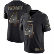 Wholesale Cheap Nike Cowboys #4 Dak Prescott Black/Gold Men's Stitched NFL Vapor Untouchable Limited Jersey