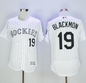 Wholesale Cheap Rockies #19 Charlie Blackmon White Strip Flexbase Authentic Collection Stitched MLB Jersey