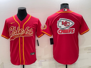 Wholesale Cheap Men's Kansas City Chiefs Red Team Big Logo With Patch Cool Base Stitched Baseball Jersey