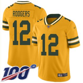 Wholesale Cheap Nike Packers #12 Aaron Rodgers Gold Men\'s Stitched NFL Limited Inverted Legend 100th Season Jersey