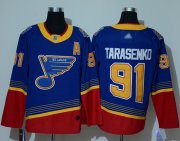 Wholesale Cheap Adidas Blues #91 Vladimir Tarasenko Blue/Red Authentic 2019 Heritage Stitched NHL Jersey