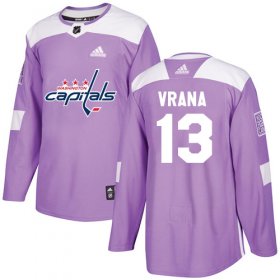 Wholesale Cheap Adidas Capitals #13 Jakub Vrana Purple Authentic Fights Cancer Stitched NHL Jersey