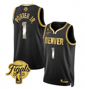 Wholesale Cheap Men\'s Denver Nuggets #1 Michael Porter Jr. Black 2023 Finals Collection With NO.6 Patch Stitched Basketball Jersey