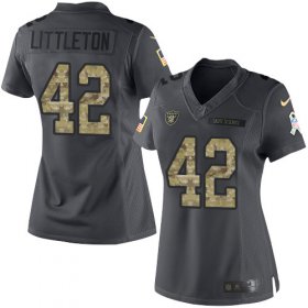 Wholesale Cheap Nike Raiders #42 Cory Littleton Black Women\'s Stitched NFL Limited 2016 Salute to Service Jersey