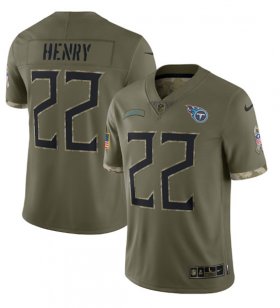 Wholesale Cheap Men\'s Tennessee Titans #22 Derrick Henry 2022 Olive Salute To Service Limited Stitched Jersey