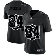 Wholesale Cheap Las Vegas Raiders #34 Bo Jackson Men's Nike Team Logo Dual Overlap Limited NFL Jersey Black