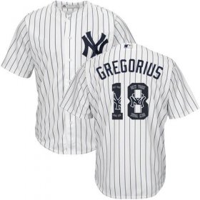 Wholesale Cheap Yankees #18 Didi Gregorius White Strip Team Logo Fashion Stitched MLB Jersey